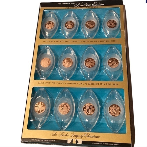 Vintage FRANKLIN MINT “Twelve Days of Christmas” Ornament Collection